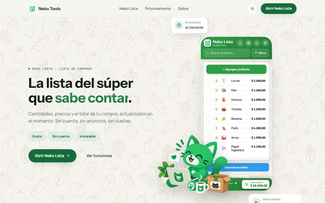 Captura del sitio de Neko Tools